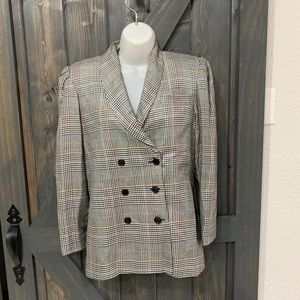 Vintage 80s Sherbet USA Plaid Black White size 4 Shoulder Pads